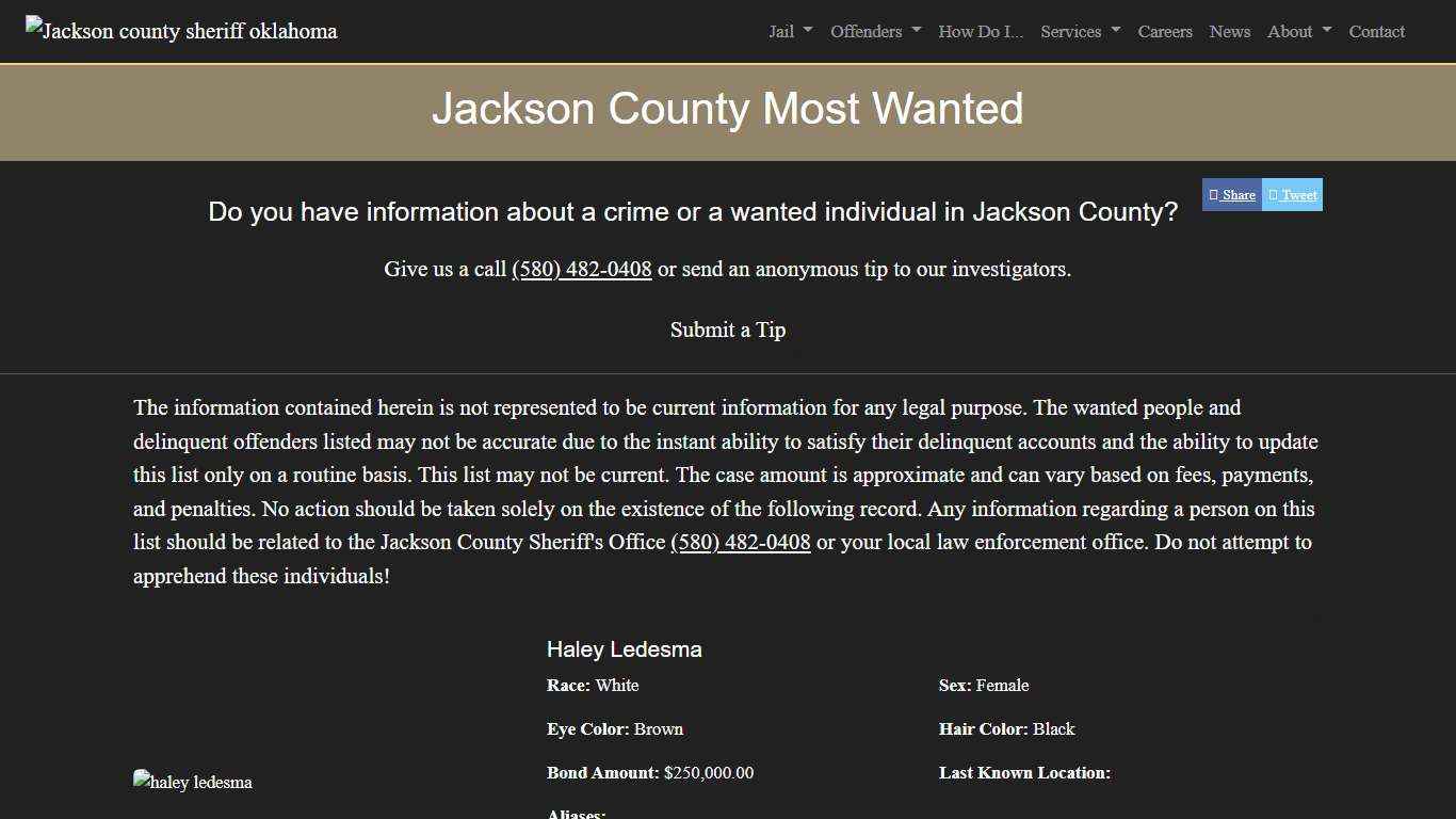 Most Wanted Jackson County Sheriff's Office